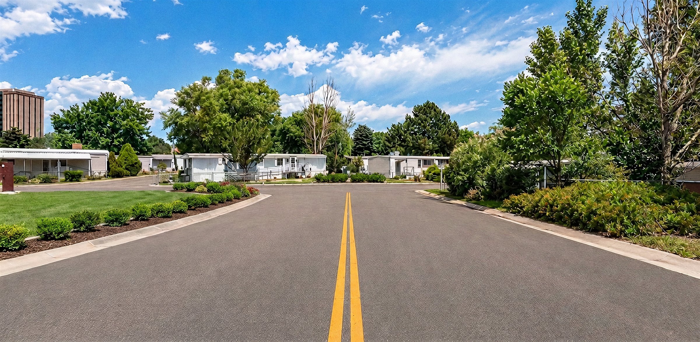 Entrance road into a manufactured home community